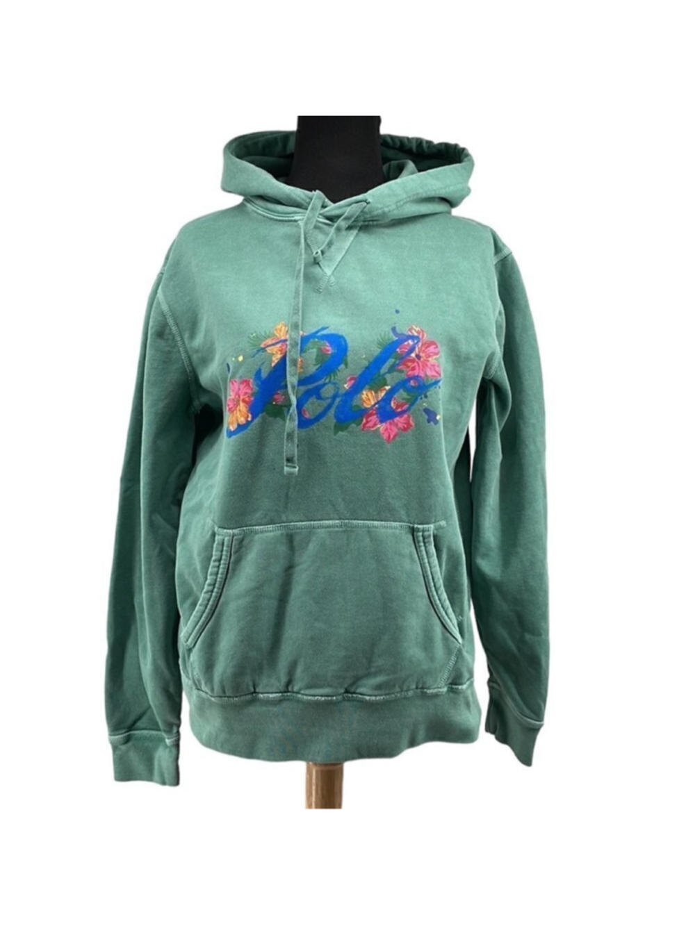 Polo Ralph Lauren painted floral hoodie y2k beach vacation Hamptons sz sm